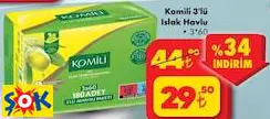 KOMİLİ 3'LÜ ISLAK HAVLU 3*60